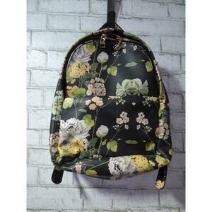 $98 Steve Madden Black Yellow Faux Leather Floral Studded Backpack NEW